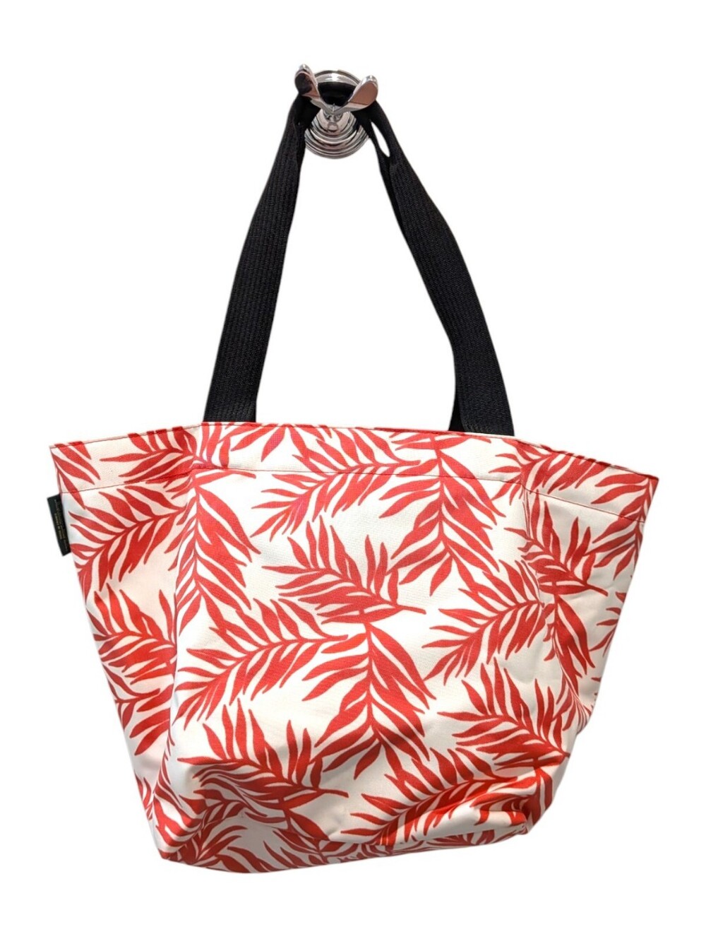Herve Chapelier Paris Tote Bag Coral Palm Leaf Canvas Beach Vacation Resort